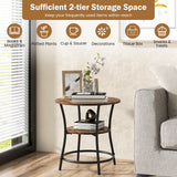 NNECW 2-Tier Round End Table with Open Storage Shelf for Living Room-Coffee