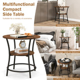 NNECW 2-Tier Round End Table with Open Storage Shelf for Living Room-Coffee