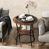 NNECW 2-Tier Round End Table with Open Storage Shelf for Living Room-Coffee