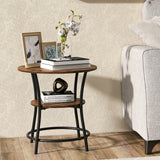 NNECW 2-Tier Round End Table with Open Storage Shelf for Living Room-Coffee