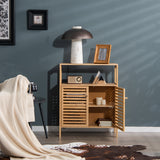 NNECW Bamboo Bathroom Storage Cabinet with Removable Shelf for Bathroom Living Room