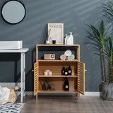 NNECW Bamboo Bathroom Storage Cabinet with Removable Shelf for Bathroom Living Room