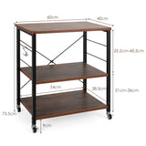 NNECW 3-Layer Kitchen Rolling Cart with 4 Universal Wheels for Kitchen Living Room Entryway