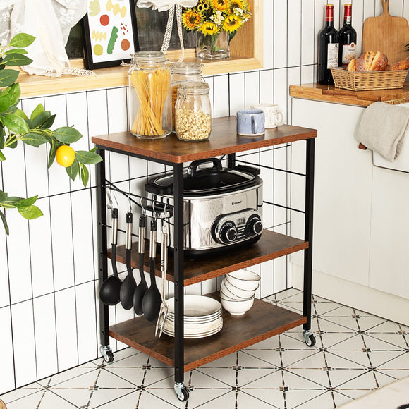 NNECW 3-Layer Kitchen Rolling Cart with 4 Universal Wheels for Kitchen Living Room Entryway