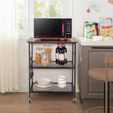 NNECW 3 Tier Kitchen Serving Rolling Carts with 2 Mesh Shelves & 5 Hanging Hooks