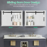 NNECW 3-Tier Modern Wall Storage Cabinet with Sliding Barn Door for Bathroom/Kitchen/Living Room