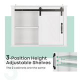 NNECW 3-Tier Modern Wall Storage Cabinet with Sliding Barn Door for Bathroom/Kitchen/Living Room