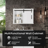 NNECW 3-Tier Modern Wall Storage Cabinet with Sliding Barn Door for Bathroom/Kitchen/Living Room