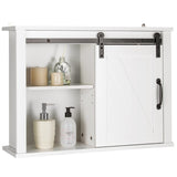 NNECW 3-Tier Modern Wall Storage Cabinet with Sliding Barn Door for Bathroom/Kitchen/Living Room