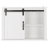 NNECW 3-Tier Modern Wall Storage Cabinet with Sliding Barn Door for Bathroom/Kitchen/Living Room