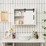 NNECW 3-Tier Modern Wall Storage Cabinet with Sliding Barn Door for Bathroom/Kitchen/Living Room