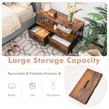 NNECW Dresser Organizer Unit with 2 Fabric Drawers & Open Shelves