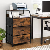 NNECW 3 Chest of Drawers with Top Shelf & Metal Frame