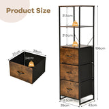 NNECW 3-Drawer Bookshelf with Anti-toppling Device for Living Room Office