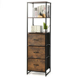 NNECW 3-Drawer Bookshelf with Anti-toppling Device for Living Room Office