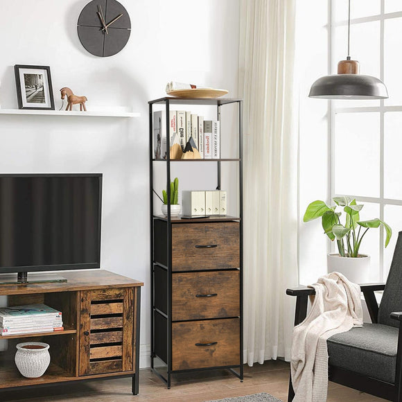 NNECW 3-Drawer Bookshelf with Anti-toppling Device for Living Room Office