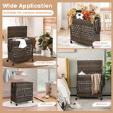 NNECW 110L Rolling Synthetic Rattan Laundry Hamper with Lid & 2 Removable Liner Bags