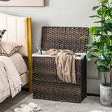 NNECW 110L PE Rattan Laundry Basket with Lid & Handles & 3 Section Liner Bag