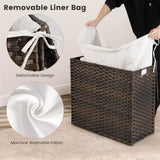 NNECW 110L PE Rattan Laundry Basket with Lid & Handles & 3 Section Liner Bag