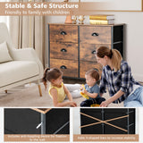NNECW 3-Tier Storage Dresser with 6 Drawers & Steel Frame