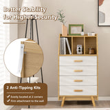 NNECW 4-Drawer Dresser with Countertop and 2 Anti-Tipping Kits for Bedroom/Living Room