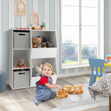 NNECW Wooden Kids Toy Storage Organizer with 5 Cubbies & Drawers