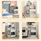 NNECW Wooden Kids Toy Storage Organizer with 5 Cubbies & Drawers