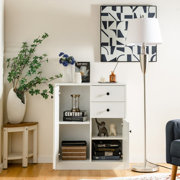 NNECW Freestanding Modern Storage Cabinet with Adjustable Shelves for Living Room/Bedroom/Entryway