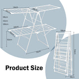 NNECW 2-Level Foldable Clothes Drying Rack with Height-Adjustable Gullwings for Bathroom/Living Room
