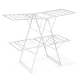 NNECW 2-Level Foldable Clothes Drying Rack with Height-Adjustable Gullwings for Bathroom/Living Room