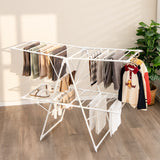 NNECW 2-Level Foldable Clothes Drying Rack with Height-Adjustable Gullwings for Bathroom/Living Room