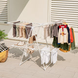 NNECW 2-Level Foldable Clothes Drying Rack with Height-Adjustable Gullwings for Bathroom/Living Room