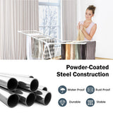 NNECW 2-Level Foldable Clothes Drying Rack with Height-Adjustable Gullwings for Bathroom/Living Room