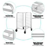 NNECW 10 Tier Aluminum Bakery Rack with Lockable Casters