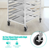 NNECW 10 Tier Aluminum Bakery Rack with Lockable Casters