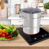 NNECW 11-Quart Stainless Fruit Juicer Steamer with Tempered Glass Lid
