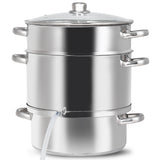 NNECW 11-Quart Stainless Fruit Juicer Steamer with Tempered Glass Lid