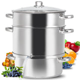 NNECW 11-Quart Stainless Fruit Juicer Steamer with Tempered Glass Lid