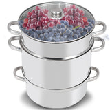 NNECW 11-Quart Stainless Fruit Juicer Steamer with Tempered Glass Lid