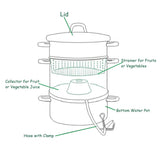 NNECW 11-Quart Stainless Fruit Juicer Steamer with Tempered Glass Lid