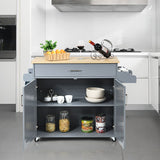 NNECW Kitchen Island Cart with Lockable Rubber Casters for Kitchen-Grey