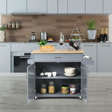 NNECW Kitchen Island Cart with Lockable Rubber Casters for Kitchen-Grey