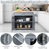 NNECW Kitchen Island Cart with Lockable Rubber Casters for Kitchen-Grey