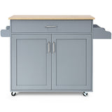 NNECW Kitchen Island Cart with Lockable Rubber Casters for Kitchen-Grey