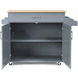 NNECW Kitchen Island Cart with Lockable Rubber Casters for Kitchen-Grey