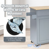 NNECW Kitchen Island Cart with Lockable Rubber Casters for Kitchen-Grey