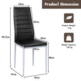 NNECW Set of 4 Chairs with High Backrest for Dining Room/Restaurant-Black
