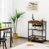 NNECW Kitchen Cart with Removable Top Tray & Wine Rack & Glass Holder
