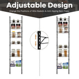 NNECW Over Door Wall-Mounted Pantry Organizer with 6 Adjustable Baskets