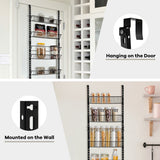NNECW Over Door Wall-Mounted Pantry Organizer with 6 Adjustable Baskets
